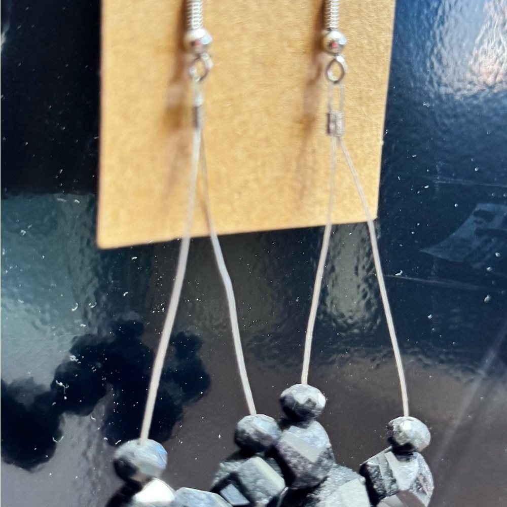 Elegant Black Beaded Earrings